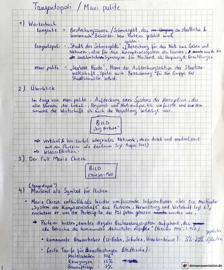 Gliederung Outline Präsentation Mani Pulite